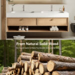 Minimalist Floating Vanity for Modern Small Bathrooms, Bathroom Vanity with Sink Mirror Set, Solid Wood Bathroom Sink Cabinet with Big Storage - 图片 2