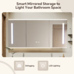 Minimalist Floating Vanity for Modern Small Bathrooms, Bathroom Vanity with Sink Mirror Set, Solid Wood Bathroom Sink Cabinet with Big Storage - 图片 3