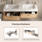 Minimalist Floating Vanity for Modern Small Bathrooms, Bathroom Vanity with Sink Mirror Set, Solid Wood Bathroom Sink Cabinet with Big Storage - 图片 4