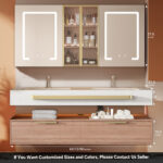 Double Sink Vanity, Floating Bathroom Double Vanity with Sink & Smart Mirrored Cabinet, Bathroom Sink Cabinet with Big Storage - 图片 5