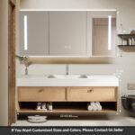 Minimalist Floating Vanity for Modern Small Bathrooms, Bathroom Vanity with Sink Mirror Set, Solid Wood Bathroom Sink Cabinet with Big Storage - 图片 5