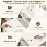 Solid Oak Bathroom Vanity with Single Sink & Smart Mirrored Cabinet, Floating Vanity with Sink, white Bathroom Sink Cabinet with Hand Carving. - 图片 6