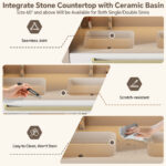 Double Sink Vanity, Floating Bathroom Double Vanity with Sink & Smart Mirrored Cabinet, Bathroom Sink Cabinet with Big Storage - 图片 6